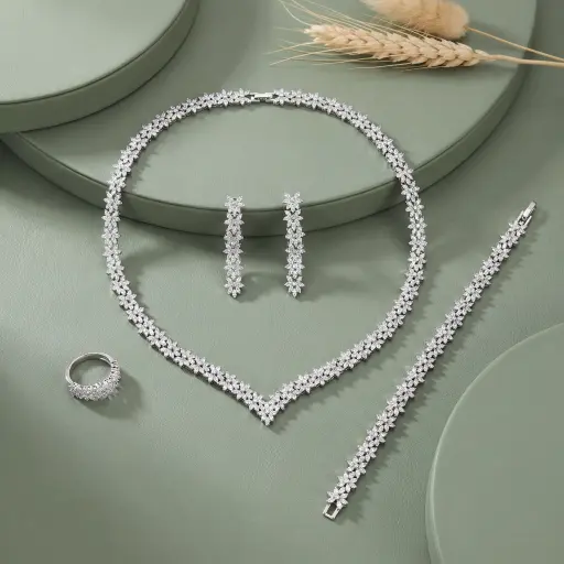 [CN1113] flower snow shape zircon set 