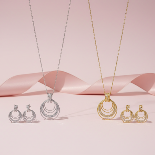 Multi circle long necklace set