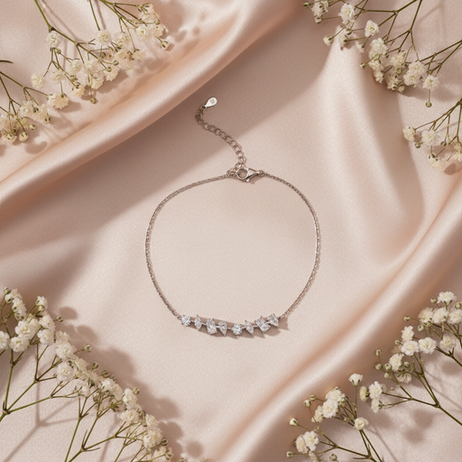 [03BL1S00097-B] multi square drop silver925 bracelet