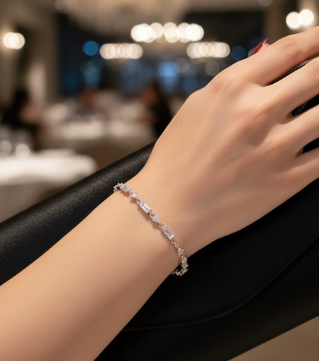 [03BL1S0793-B] multi rectangular silver925 bracelet