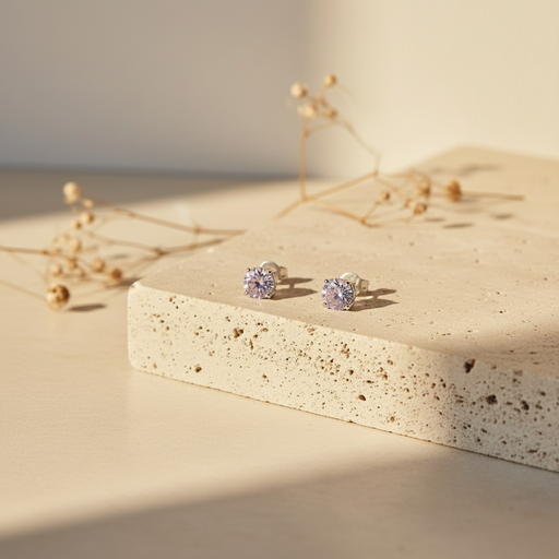 [B22002-E] pink stone silver925 earrings