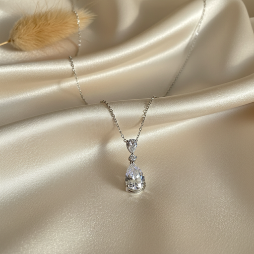 [B21620-P] small to big drops silver 925 necklace 