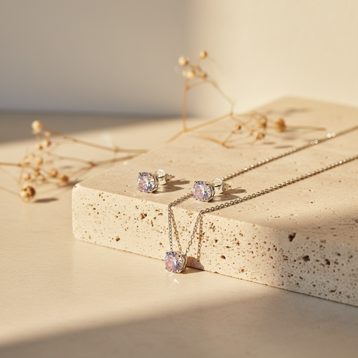 pink stone silver925 SET