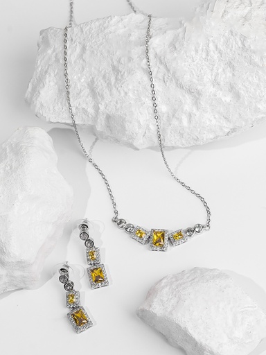 [SN-03-69] square necklace with earrings