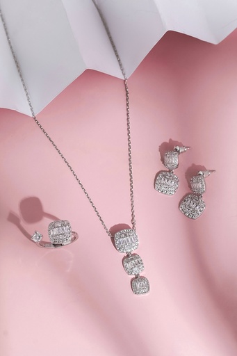 [SN-03-68] square necklace set with ring