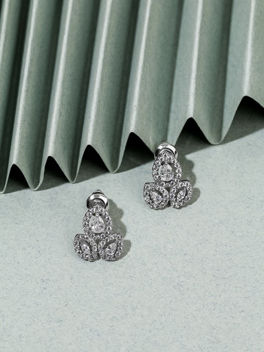 [E21080804] 3drops stud zzircon Earrings 