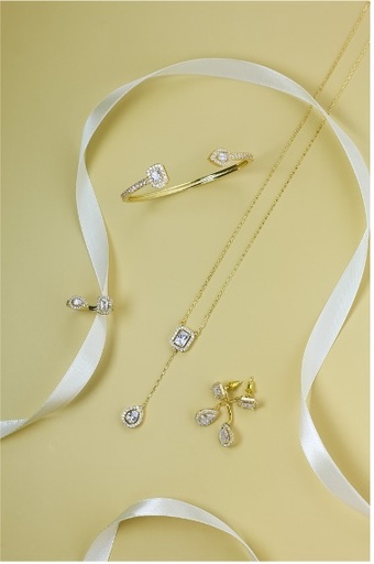 Square and drop necklace full set