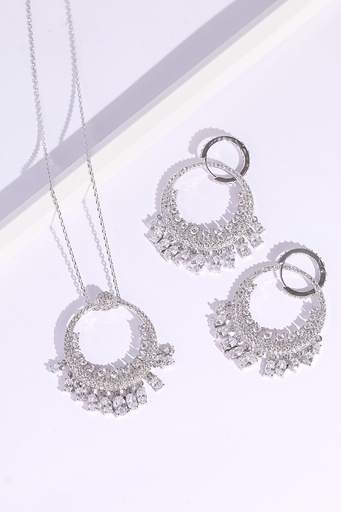 2round  earrings with necklace set