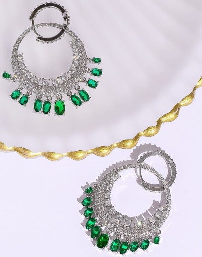 [EZ-44-06] 2round green zircon earrings 