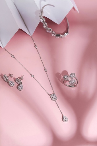 [SN-03-22] Drops and square necklace set drop bangle