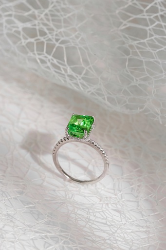 green big square silver 925 ring