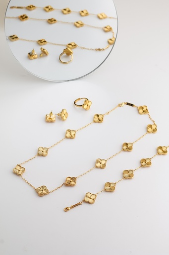 [SK-03-24] flower shape golden color choker set