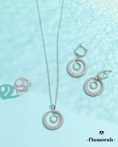 high quality round silver 925 set
