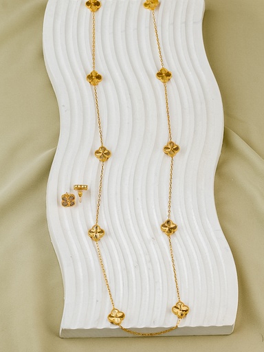 Long necklace flower shape with earrings