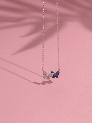 [F3623] two fly silver 925 smooth necklace