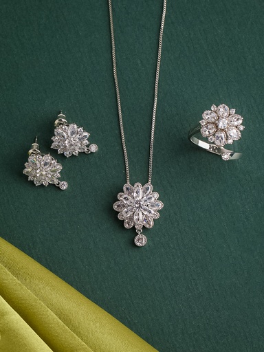 [N12071203] flower zircon necklace set