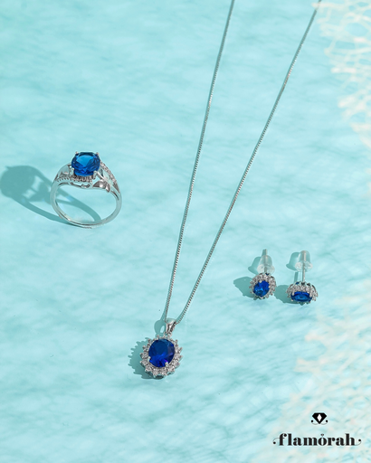 [SS-25-25] smooth blue silver 925 set
