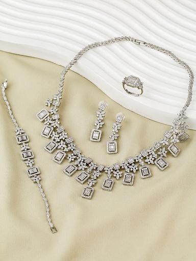 [SZ-44-33] Heavy squares bridal zircon set