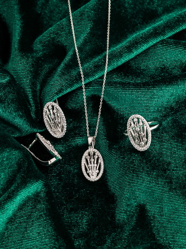 [SS-25-13] Oval shape silver 925 set.