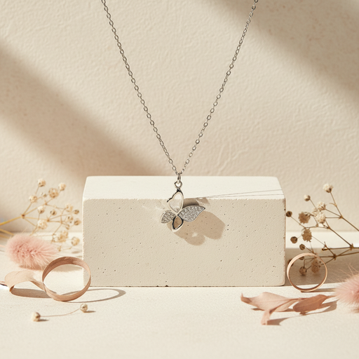[F2182] Elegant butterfly silver 925 necklace