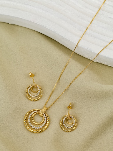 [SN-03-07] 3 circles gold plated  necklace set