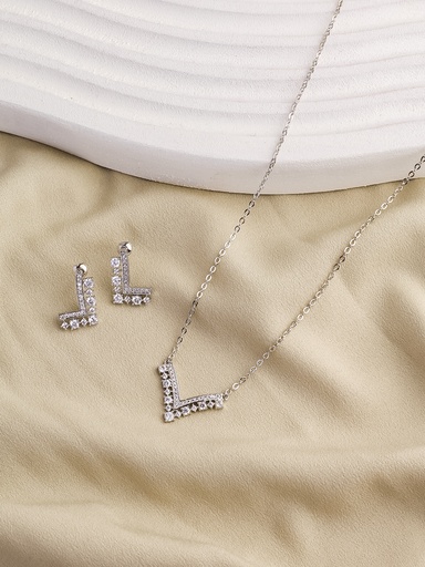 [SN-03-33] Letter L zircon necklace set