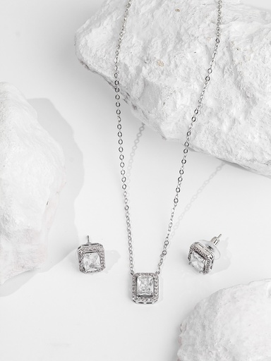 [SN-03-70] square shape  zircon Necklace set