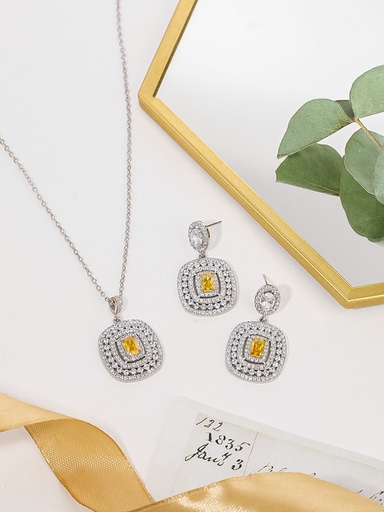 [SN-03-60] high quality square zircon  necklace set
