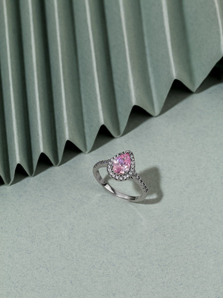 Pink drop silver 925 ring