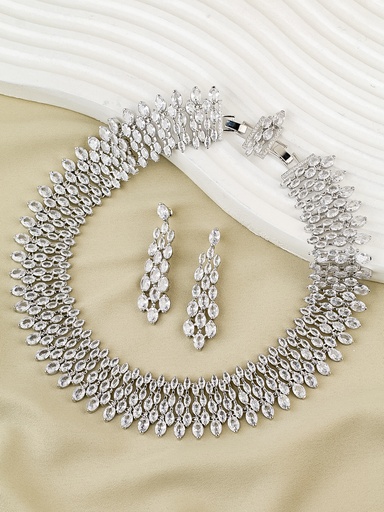 [SZ-44-32] Heavy drops necklace zircon set