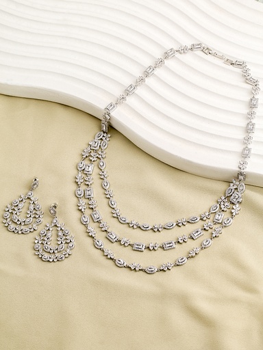 [SZ-44-34] High quality 3 layers zircon necklace set