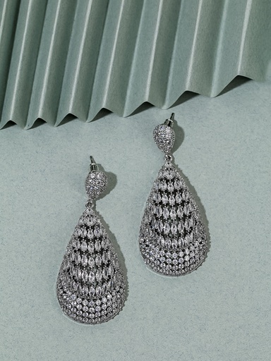 [EZ-44-59] Thick zircon drop earrings