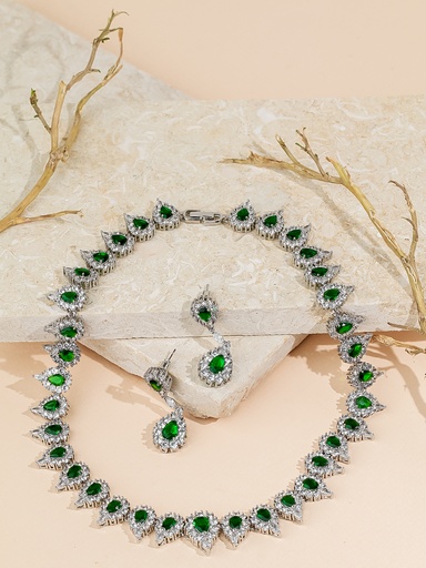 [SK-03-21] Zircon multi drops choker set