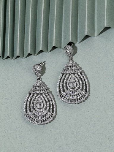 [EZ-44-52] Small drop between lines zircon earrings