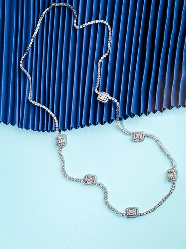 [CH-03-15] Long tennis with cubes zircon necklace