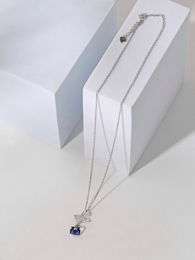 [NS-25-20] Silver 925 butterfly necklace with blue stone