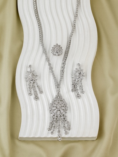 [SZ-44-13] 4 lines drop long zircon set