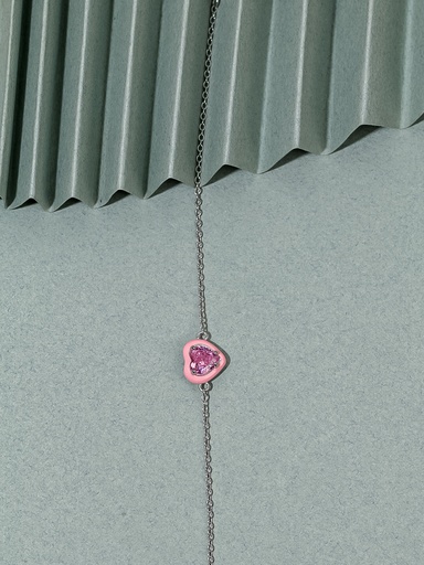 [BS-25-09] Pink heart silver 925 bracelet