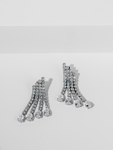 [EZ-44-12] 4 lines tennis end drop zircon earrings