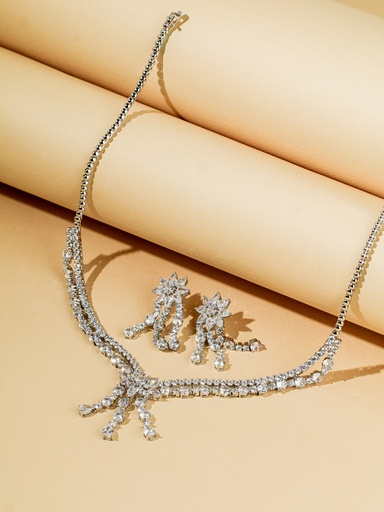 [SZ-44-08] 2lines flower 3lines zircon set