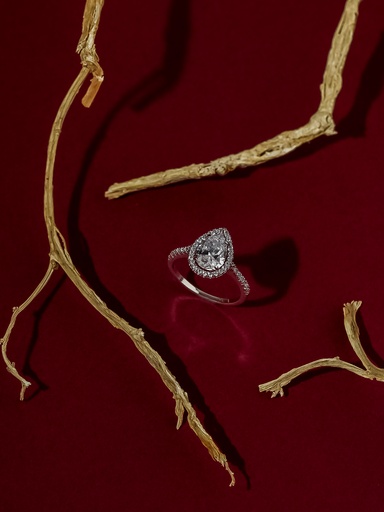 drop shape silver 925 zircon ring