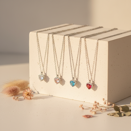 heart shape elegant  silver 925 necklace